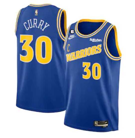 Men%27s Golden State Warriors #30 Stephen Curry Royal With No.6 Patch Stitched Jersey->los angeles lakers->NBA Jersey